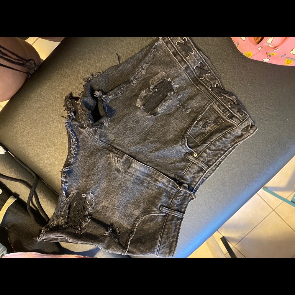 Black jean shorts
